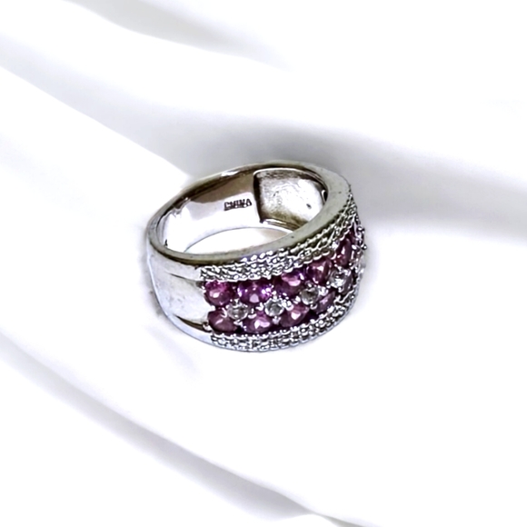 Pink amethyst and white topaz ring - Picture 3 of 4